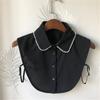 Cuello Falso con Perlas y Cuentas Sencillo para Mujer, Versátil y de Alta Gama, Cuello de Camisa Blanco para Usar con Suéteres, Al por Mayor