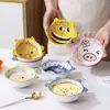 Louça de Mesa Esmaltada Estilo Japonês Desenho Animado Tigela Pequena Tigela de Sobremesa Tigela Gota d'Água Tigela de Arroz para Crianças Prato para Comida Lanche Prato para Comida Fria Entrega Aleatória