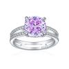 Tonglin cross-border novo anel de prata esterlina 925 para mulheres 3,5 ct flor de gelo corte travesseiro em forma de anel feminino de corte de fogos de artifício quadrado gordo