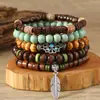 Nuevo Pulsera de Cinco Piezas con Cuentas de Madera de Colores Estilo Flor Pulsera Elegante Moda Joyería Hecha a Mano en Hilo De Fábrica En Stock