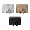 Huajielong Textura de Algodão Cor Sólida Roupa Íntima Masculina Atacado Cintura Média Masculina Tamanho Grande Respirável Boxer Brief Masculino Pode Fazer Dropshipping