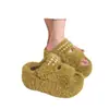 Chinelos de pelúcia femininos com plataforma para aumentar a altura, sapatos pretos peludos super estilosos para casa de outono e inverno