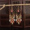 Pendientes de Plumas de Colores Estilo Étnico Bohemio, Pendientes de Perlas con Forma de Gota de Agua, Accesorios para Sesiones de Fotos, Pendientes de Estilo Étnico