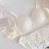 Traje de Ropa Interior Suave para Chica Dulce Sin Aro para Pecho Pequeño Levanta Busto Estudiante Lindo Anti-caída Sujetador de Seno