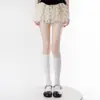 Calcetines grises de becerro para primavera y otoño, calcetines largos de algodón fino transpirables para verano, calcetines blancos de media pantorrilla con rayas verticales simples y versátiles