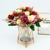 10 Flores de Crisantemo Rosa Rosa Artificial Margarita Estilo Europeo Arreglo Floral Decoración del Hogar Exhibición de Mesa Flor