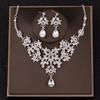 AliExpress Mais Vendidos Conjunto de Brincos e Colar para Noiva Liga de Zinco Strass Acessórios de Casamento Combinando com Vestido e Cabelo