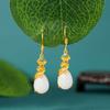 Brincos chineses originais novos esmalte cor imitação hetian jade bi calcedônia gotas retro xiangyun cheongsam hanfu gancho de orelha