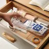 Caixa Organizadora de Gaveta de Mesa em Estilo Japonês Divisória Organizador de Utensílios de Cozinha Papelaria Caixa Pequena Plástico Transparente Organizador de Compartimentos
