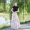 26 Nova Saia Estampada Estilo Boho Resort Europeu e Americano Primavera/Verão com Barra Larga para Mulheres