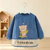 Ropa de abrigo elegante para niños, adecuada para comer, babero para bebé, impermeable y resistente a las manchas, de pana de manga larga para otoño e invierno