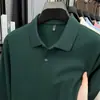 Modelo Principal Recomendado Marca Flor de Piña Grande 3D Algodón Piqué Camiseta de Manga Larga Top con Cuello Polo de Seda Hielo Negocios Camiseta Polo Hombre