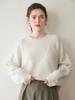 Suéter de Cachemir Estilo Perezoso Cuello Redondo Gris Tejido para Mujer Otoño e Invierno Manga Larga Casual Silueta Holgada Top de Punto Moderno
