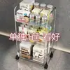 Prateleira de lanches em acrílico de chão, multi-camadas, carrinho móvel, armário de cosméticos, prateleira de armazenamento para quarto e sala de estar