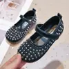 Zapatos de Cuero con Pedrería Estilo Coreano de Moda para Niñas 2026 Primavera/Otoño Nuevos Zapatos de Princesa con Suela Suave para Faldas Elegantes Zapatos de Cristal