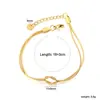 Joyería Transfronteriza Europea y Americana Pulsera de Cadena Redonda de Serpiente Moda Personalidad Cadena Lisa Pulsera Doble Capa Anudada Acero Inoxidable Pulsera Chapada en Oro