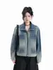Jaqueta Jeans Biker Bf Style Outono 2025 Nova Solta Versátil Pesada Bordada com Pedrarias Strass para Mulheres Tendência