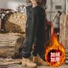 Pantalones vaqueros negros clásicos pesados de estilo americano para hombre, de primavera y otoño, rectos, sueltos, de invierno, con forro polar, informales, para hombre, de primavera