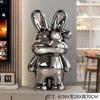 Decoración de Conejo de Lujo Ligero de Pie para Sala de Estar, Altavoz Bluetooth Junto al Sofá, Figura Ornamental Galvanizada de Moda