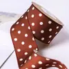 Cinta con estampado de puntos en la superficie resbaladiza, accesorio para el cabello con lazo DIY, accesorios para la parte superior de la ropa, regalo, empaque de flores, cinturón de lunares