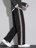 Pantalones casuales para hombre, nueva colección de otoño, caída retro, empalme de raya lateral, pantalones rectos holgados, pantalones deportivos de moda para hombre