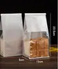 Saco para pão de forma de grau alimentício com selagem de borda enrolada, selagem de arame de oito lados, autoportante, transparente, com janela, saco de embalagem para panificação