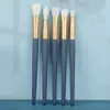 Conjunto de Pincéis Azuis para Olhos Mais Vendido no Comércio Exterior, Lã Sintética, Conjunto Portátil de 5 Peças de Pincéis para Maquiagem de Sombras, Ferramentas de Beleza Atacado