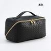Bolsa de cosméticos de PU con patrón tejido, muy vendida en Amazon, bolsa de viaje portátil, bolsa de almacenamiento de cosméticos multifuncional.