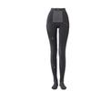 Leggings rayados con forro de polar engrosado para mujer en invierno, de cintura alta, adecuados para personas altas, mallas grises