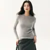 Suéter de cachemira sin costuras para mujer, cuello redondo, acanalado, corte ajustado, tejido de punto pull-over, capa interior, capa base