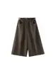 Pantalones de Traje Evertrue 50% Lana para Mujer 2025 Estilo Coreano Otoño e Invierno Pierna Ancha Sueltos Cepillados Cortos 68081