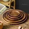 Bandeja de Madera Maciza de Acacia Bandeja de Té para el Hogar Plato de Cena Plato de Frutas de Madera Estilo Japonés Bandeja Rectangular de Madera Bandeja Ovalada de Madera
