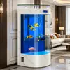 Acuario semicircular de vidrio ultra transparente para sala de estar, uso doméstico pequeño a mediano, pecera semicircular de pie para peces dorados, ecológico, no necesita cambio de agua