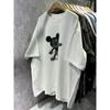 Camiseta de manga corta antiedad con dibujos animados retro de estilo americano de algodón puro transfronterizo para mujer, nueva camiseta holgada de media manga de algodón puro de primavera y verano a la moda