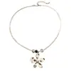 Cadena para Clavícula Ins Coreana de Plata Flor de Nicho Textura Metálica Martillada Flor Pequeña Cadena de Hueso de Serpiente Collar de Lujo Accesible