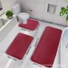 Explosiones Transfronterizas TEMU Juego de Baño Acolchado de Tres Piezas Alfombra Antideslizante Absorbente de Agua para Inodoro Alfombra de Coral
