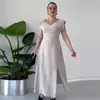 Nuevo Estilo de Verano 2024 Europeo y Americano Amazon Transfronterizo Vestido de Color Sólido para Mujer Estilo Ligeramente Maduro Cintura Moda Abertura