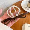 Francês Pearl Bow Hair Rope elegante Menina Corda de cabelo Sweet All-match Texturizado Acessórios de cabelo Cartões de cabelo