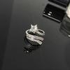 Anillo de Estrellas de Diamantes Completos Meteoro para Mujer Ins Traje Anillo Doble Ajustable Brillante de Cinco Puntas