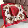 Nuevo Pañuelo Cuadrado Pequeño de Algodón y Lino con Patrón de Espiga para Carruaje, Pañuelo para la Cabeza tipo Terciopelo, Chal, Pañuelo para el Cuello con Protección Solar, Bufanda para Mujer