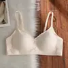 Sujetador de Algodón con Aros para Busto Pequeño, Reúne, Estilo Delgado para Mujer, Soporte Lateral, Anti-Caída, Sin Costuras, Cómodo, Sujetador sin Varillas