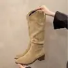 Zapatos de Mujer Puntiagudos Estilo Retro, Botas Caídas con Tacón Grueso, Botas Altas, Zapatos de Mujer, Nuevo Estilo Otoño, Nicho, Simples, Versátiles Botas tipo Martin