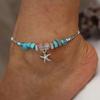 Moda transfronteriza playa viento tortuga estrella de mar pulsera mujeres bohemio cuentas concha perla turquesa tobillera para niños