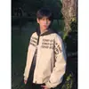 Chaqueta de Béisbol de Algodón con Letras Color Caqui para Hombre, Chaqueta Bomber de Cuero PU de Alta Gama Estilo Hip-Hop Americano de Invierno, Moderna