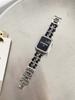 Correa de Metal de Cuero Estilo Chanel Pequeña Adecuada para Reloj Apple S10 S11 Iwatch9 Modelo Nuevo Applewatch8Se