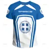 Camiseta Impresa en 3D con Bandera y Emblema Nacional de Grecia Patrón con Forma de Escudo de la República Helénica Camiseta de Moda para Hombre