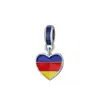 Cuentas de Agujero Grande con Banderas Nacionales Más Vendidas, 15 Países y Regiones, Banderas en Forma de Corazón, Adornos para Bandera del Mundial DIY de Comercio Electrónico Transfronterizo