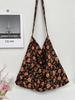Bolso de lona con estampado floral fresco de Dongdaemun, estilo coreano, para mujer, estilo urbano, combinable, para debajo del brazo, precio unitario, gran capacidad.