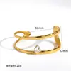 El nuevo brazalete de acero inoxidable con incrustaciones de diamantes de Liquan tiene un aspecto de alta gama, brazalete de acero de titanio con apertura irregular de oro de 18k que no se decolora