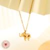 Collar Clavícula Bebé Elefante Empalmado Diseño Animal Personalizado para Mujer, Acero de Titanio Chapado en Oro Real de 18K Colgante P587
